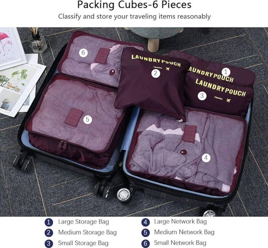 Bagage Organizers voor op reis complete set met verschillende waterdichte kubussen verpakken reistassen nylon kofferorganizers