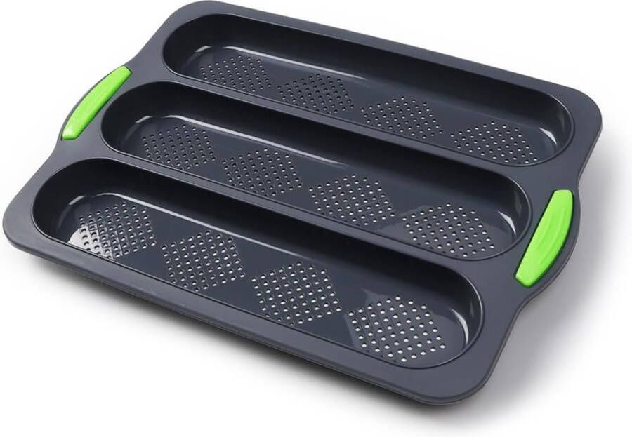 Baguette-bakplaat 33 x 23 x 2 5 cm baguette bakvorm siliconen broodjes bakvorm siliconen baguette bakplaat bakvorm drie sleuven voor het bakken van brood
