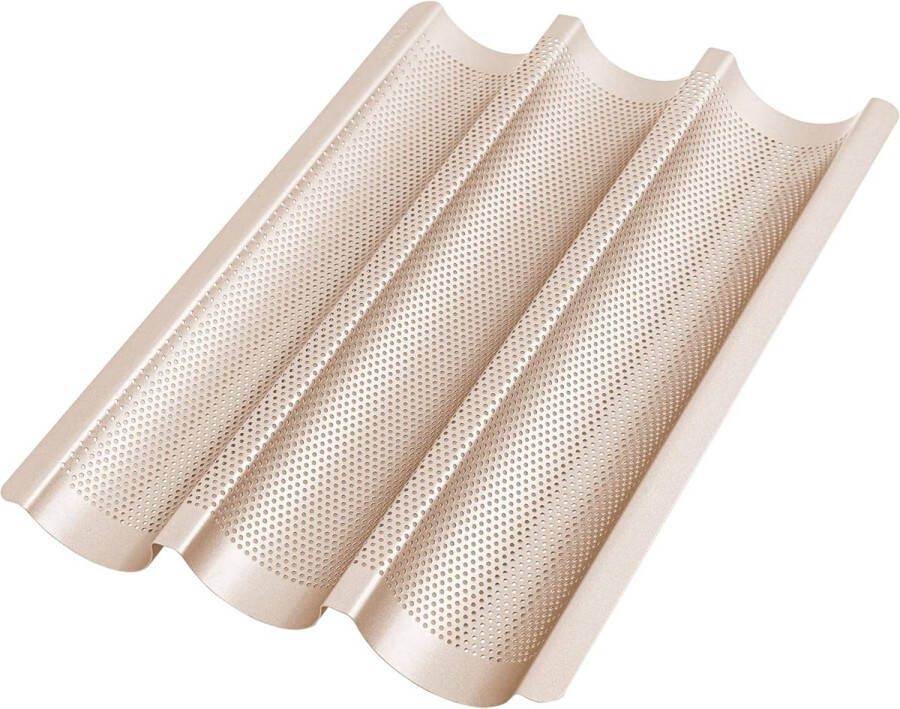 Baguette bakplaat (voor 3 baguettes) met antiaanbaklaag in champagne 38 5 x 28 5 x 3 5 cm baguetteplaat baguettevorm broodbakvorm