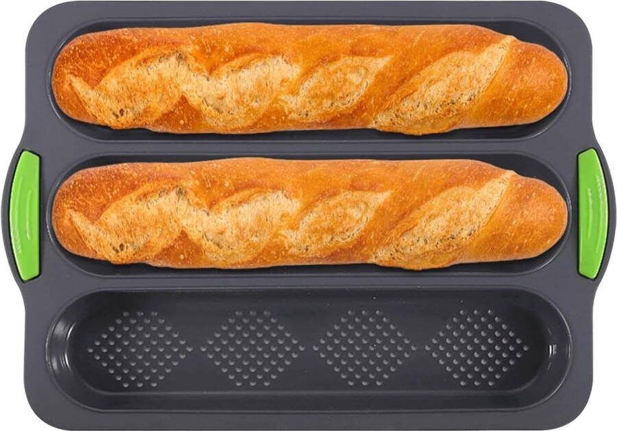 Baguette-bakplaat voor thuis bakken broodbakvorm met drie sleuven (grijs)