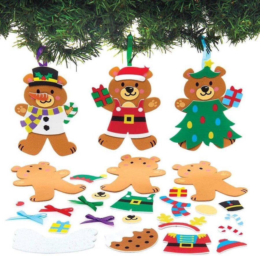 Baker Ross FX373 Kerstbeer Mix and Match Decoratie Pakketten Pak van 8 Kinder Kerst Decoraties Knutselset Kunst en Knutselen Kerst Decoraties