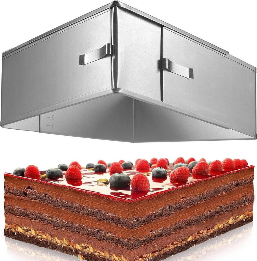 Bakframe rechthoekig verstelbaar 8 cm hoge roestvrij stalen bakvorm rechthoekig taartvorm hoekig bakken gelaagde taarten