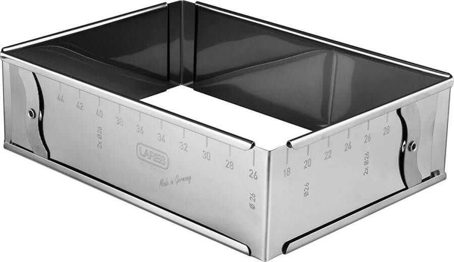 Bakframe rechthoekig verstelbare grootte met klem taartring bakvorm van roestvrij staal + gratis set van 4 roestvrijstalen rietjes