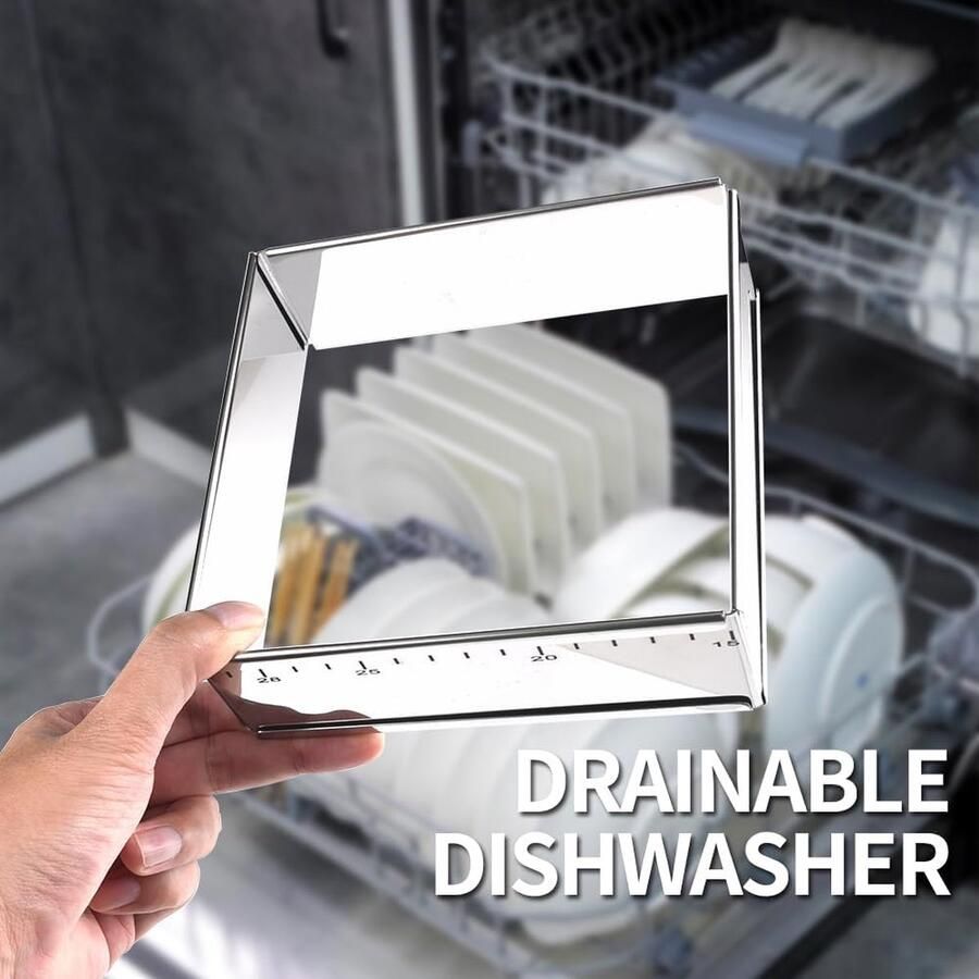 Bakframe vierkant verstelbaar roestvrij staal rechthoekig bakvorm taartvorm voor mousses dessertcrème cake 15-28 cm