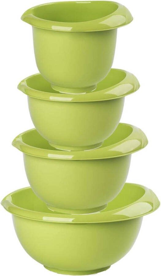 Bakkommen mengkom garde pan slakom stapelbaar antislip siliconen voeten uitloop met één hand kunststof set van 4 groen keukenaccessoires kookgerei