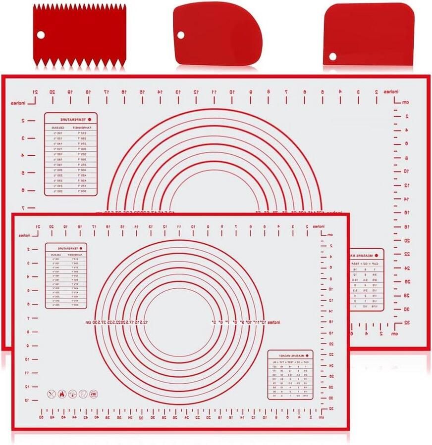 Bakmat 70 x 50 cm + 26 x 29 cm met deegschrapers Antislip anti-aanbak siliconen bakaccessoires voor deeg fondant macarons koekjes