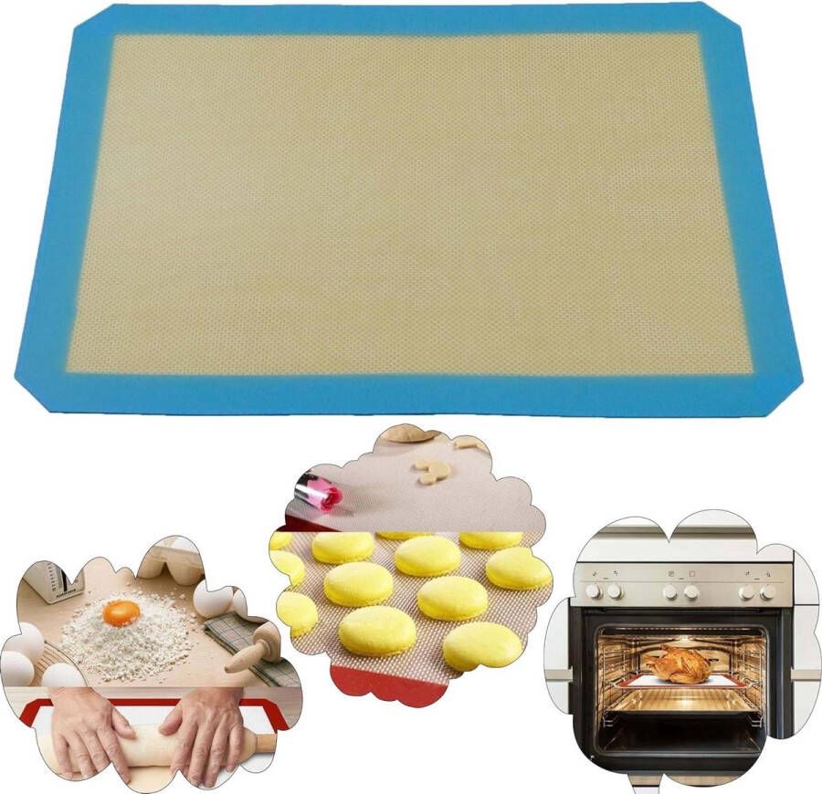 Bakmat Glasvezel Niet Stick Vel Oven Lade Cookie Liner BPA Gratis Large 40x60cm Blauw Siliconen