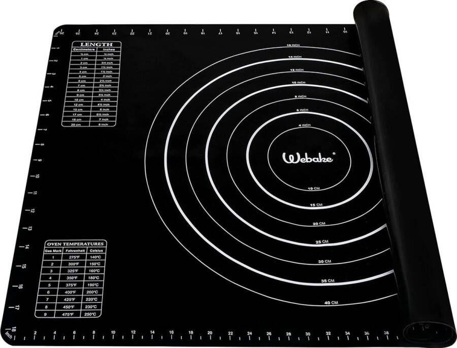 Bakmat siliconen bakmat grote deegmat 70 x 50 cm siliconen bakmat antiaanbaklaag rolmat fondantmat zwart