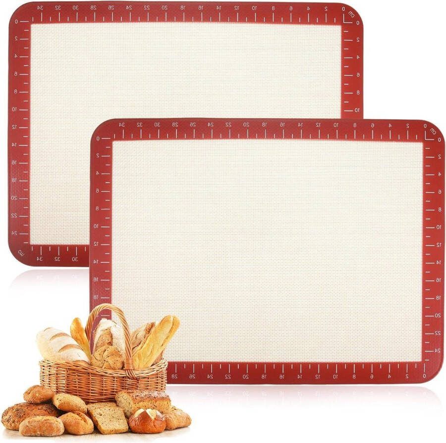 Bakmat siliconen Herbruikbare anti-aanbaklaag BPA-vrij 2 stuks 40 x 30 cm Voor oven macarons koekjes