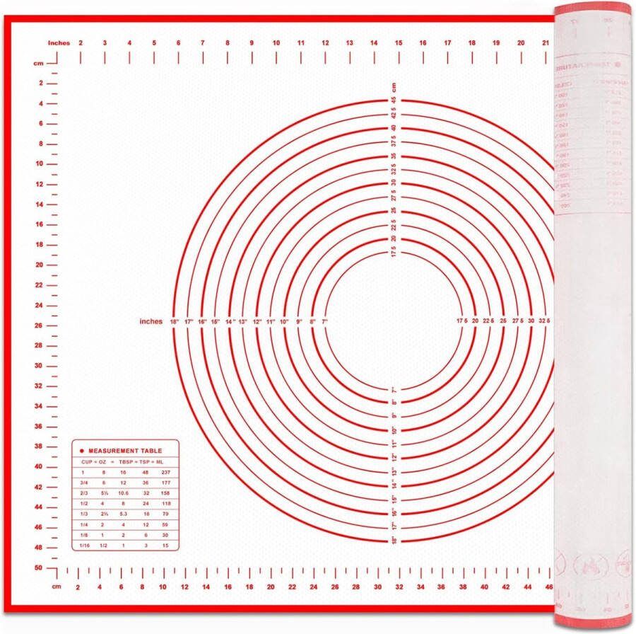 Bakmat siliconenmat bakken groot 80 x 60 cm antiaanbaklaag antislip siliconen bakmat rolmat met maat voor koekjes brood fondant gebak pizza deeg zwart