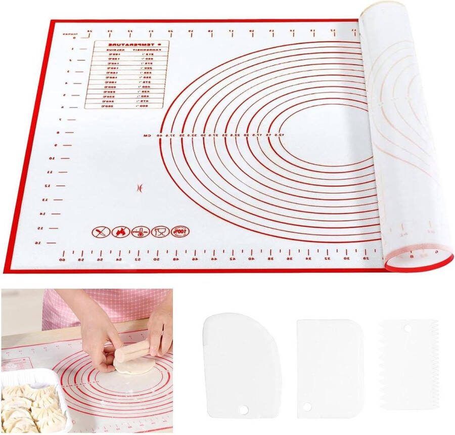 Bakonderlegger 50 x 70 cm Siliconen Anti-aanbak Deegmat Meting Antislip Groot Deegkaart