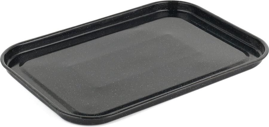 Bakplaat 40 cm rechthoekige ovenplaat vaatwasmachinebestendig koekjesschaal anti-aanbaklaag ovenvast tot 230 °C gasstand 8 sterk geëmailleerd staal zwart