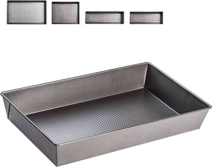 Bakplaat anti-aanbak rechthoekig zilver 40 x 24 x 6cm voor Cake Taart Brood Brownie