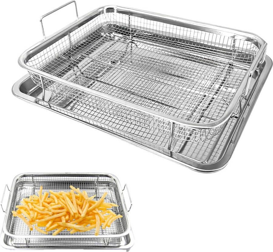 Bakplaat met afkoelrooster bakplaten: roestvrij stalen grillmand met handvat bakvorm taartplaat en taartrooster koelrooster grillrooster BBQ bakmand voor koekjes cake grillen koelen
