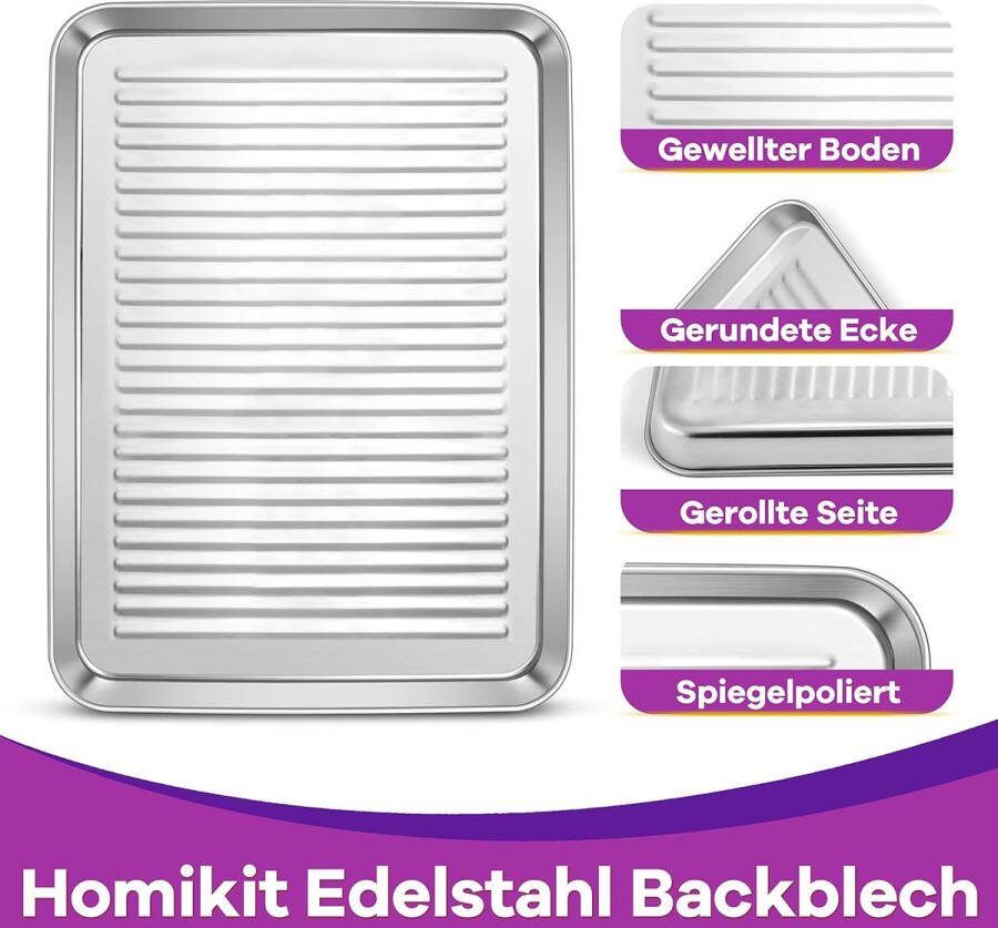 Bakplaat met afkoelrooster roestvrijstalen mini-ovenplaat taartplaat en taartrooster afkoelrooster voor het bakken braden serveren niet giftig vaatwasmachinebestendig 23 x 17 x 2 5 cm