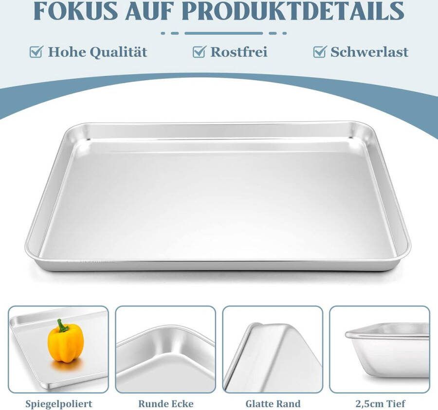 Bakplaat rechthoekige roestvrijstalen ovenplaat bakvorm taartplaat voor bakken koken serveren gezond en vaatwasmachinebestendig 31 4 x 24 6 x 2 5 cm