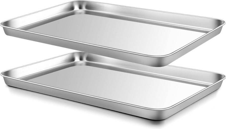 Bakplaten set van 2 roestvrij staal grote rechthoekige bakvorm bakken koken niet giftig en gezond gemakkelijk te reinigen vaatwasmachinebestendig 405 x 305 x 25 cm sheet pan extender