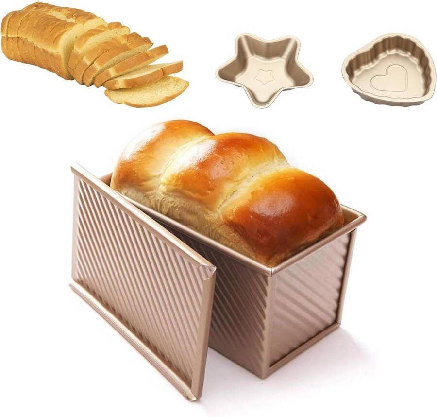 Bakvorm 12 x 19 x 11 cm Aluminium broodvorm met schuifdeksel Anti-aanbak broodbakvorm voor gebak en cake