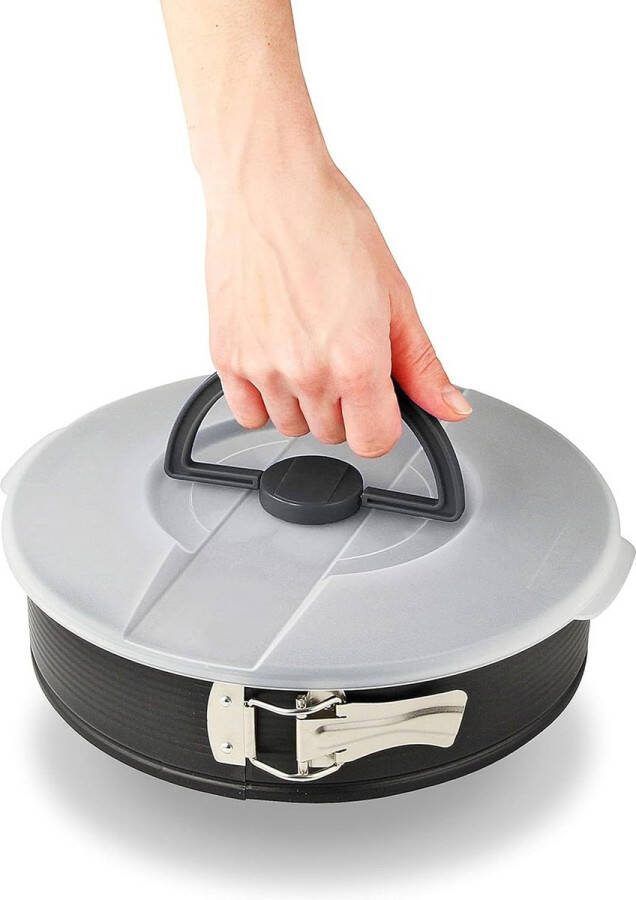 Bakvorm met antiaanbaklaag ronde taartvorm springvorm met transportkap koolstofstaal 26 cm zwart
