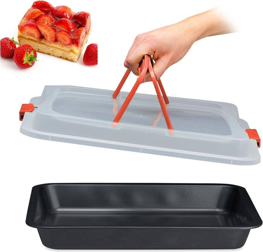 Bakvorm met deksel Transport van cake 3 in 1 BxD 40 x 325 cm Cakevorm met transportbox Zwart rood. Muffin tin