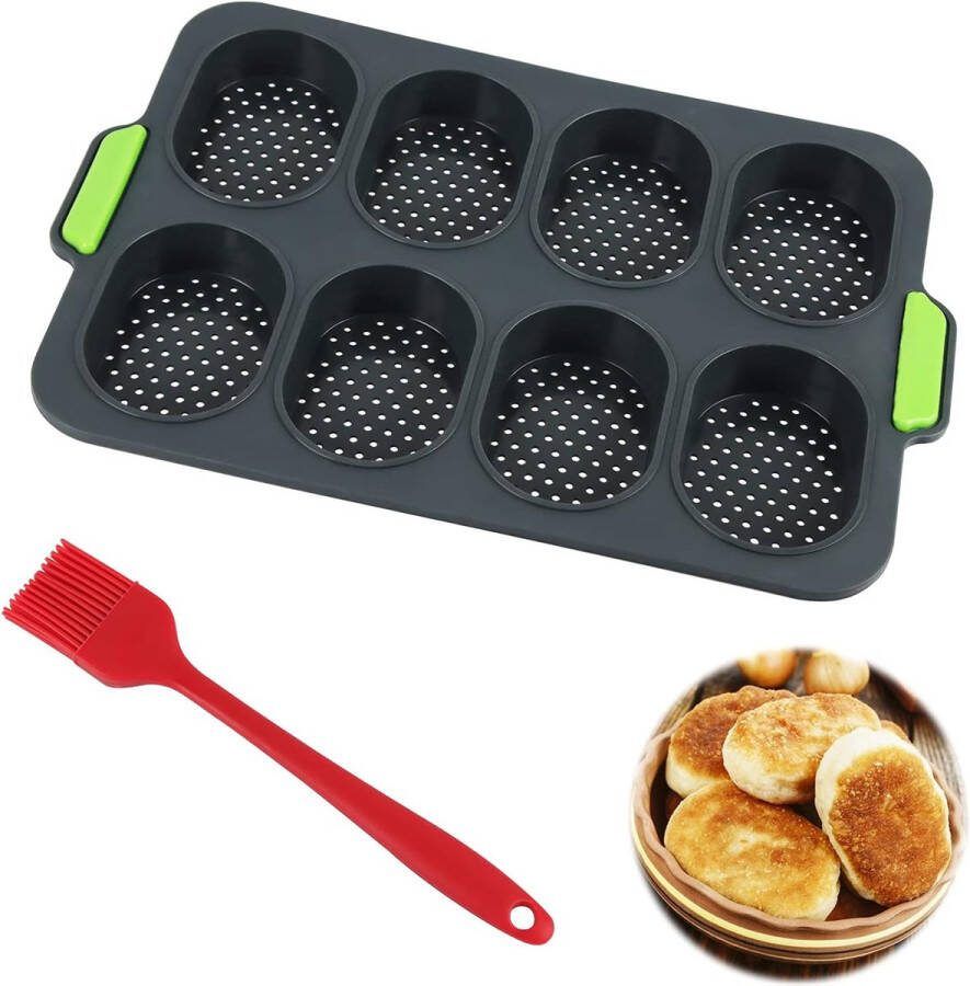Bakvorm voor broodjes siliconen bakvorm met antiaanbaklaag kleine siliconen vorm broodbakvorm voor baguette brood (zwart