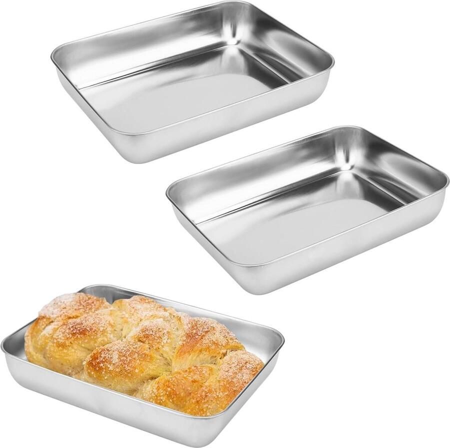 Bakvormen 25 cm Set van 3 Roestvrij staal Rechthoekig Broodvorm Broodbakvorm Toastbrood Vaatwasmachinebestendig Ovenvast