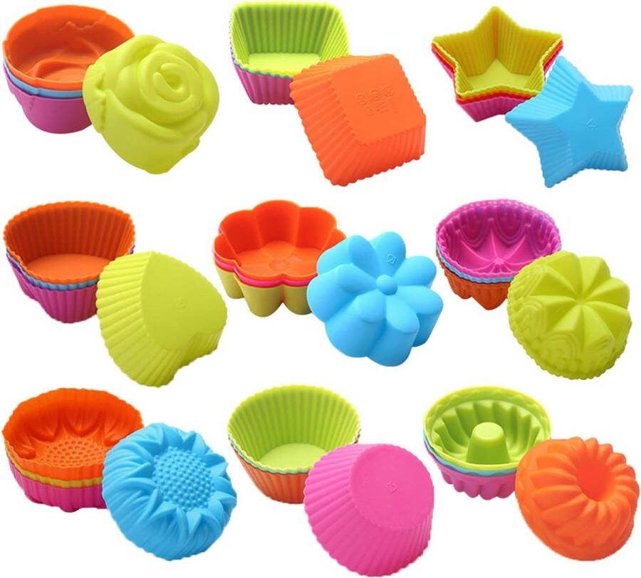 Bakvormjes cupcake vormpjes cakevormpjes 36 stuks Koken & Bakken BPA Vrij Non-Stick muffin -vorm taart- gebak koekjes Oven vaatwasser magnetron vriezer bakvorm siliconen Cake Koekjes Dessert Chocolade Brownie