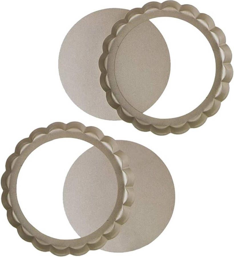 Bakvormset 2 stuks quiche vorm met anti-aanbaklaag kleine taartvorm dubbelzijdige anti-aanbak gemakkelijk los te maken taartvorm voor het maken van vlan meringue dessert quichevorm tartelette vormen
