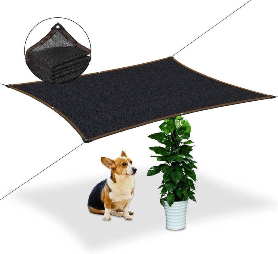 Balkon zonnescherm zonder boren 2x1m rechthoekig zwart 70% zonwering UV bescherming tuin terras patio zwembad oogjes planten luifel. Balkon zonnescherm zonder boren