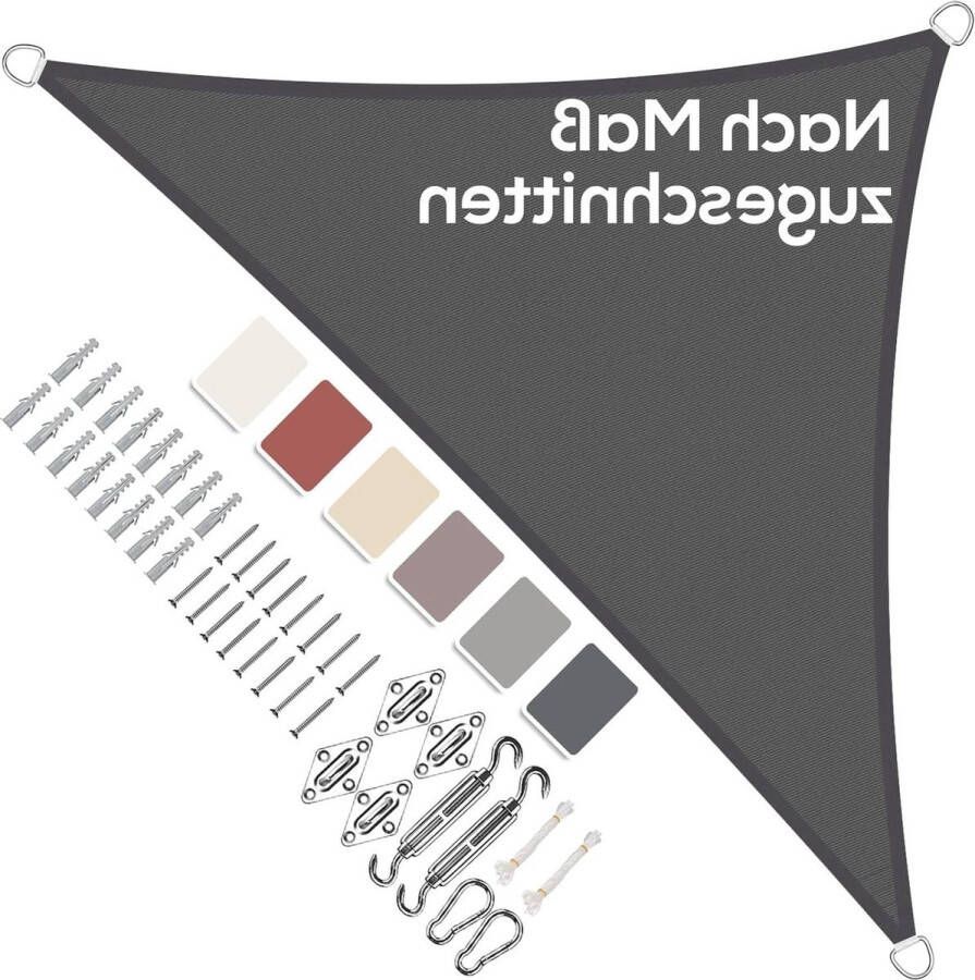 Balkon zonnescherm zonder boren driehoekig waterdicht Zonnezeil in vele maten en kleuren PES polyester 95% uv-bescherming scheurvast weerbestendig terras tuin antraciet 16 x 16 x 23 m Balkon zonnescherm zonder boren