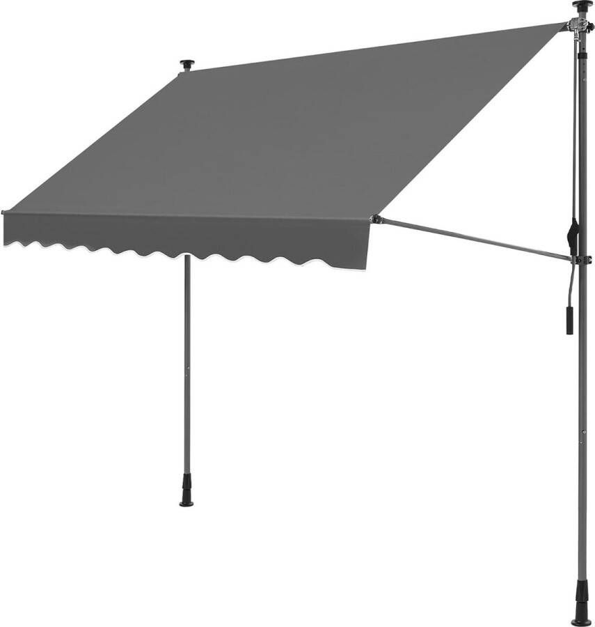 Balkon zonnescherm zonder boren Klemluifel 250 x 130 cm Verstelbaar Antraciet Zonwering Terras Tuin GSA253G02 Balkon zonnescherm zonder boren