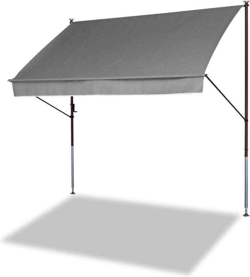 Balkon zonnescherm zonder boren Klemluifel stijl 350 cm stijl graniet Balkon zonnescherm zonder boren