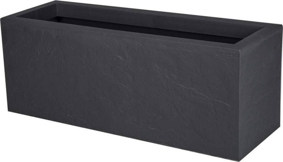 Balkonbak Volcania'Up 25 l steenlook enkelwandig wateropvangzone 59 x 195 x 228 cm antracietgrijs bloembak tuindecoratie planter box