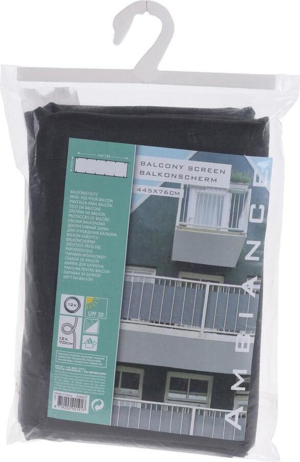 Balkondoek balkonscherm 445 x 76 cm donkergrijs Privacy windscherm zonnescherm Balkon of dakterras doek scherm
