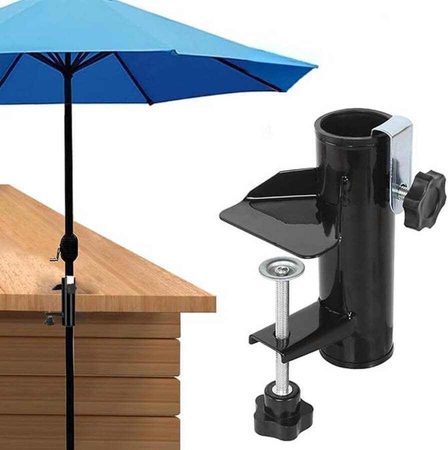 Balkonklem parasolhouder balkonleuning tafelklem voor tuinparasols voor balkon terras of tafel (zwart)
