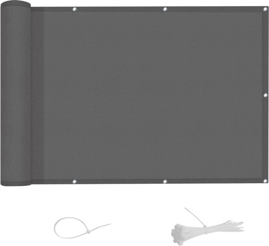 Balkonscherm inkijkbescherming 90 x 300 cm balkonbedekking balkonafdekking ondoorzichtig 100% waterdicht polyesterweefsel uv-bescherming antraciet