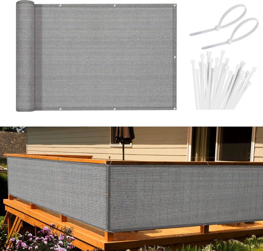 Balkonscherm inkijkbescherming balkonafdekking 90 x 600 cm windbescherming licht transparant ondoorzichtig balkonbekleding HDPE wind- en