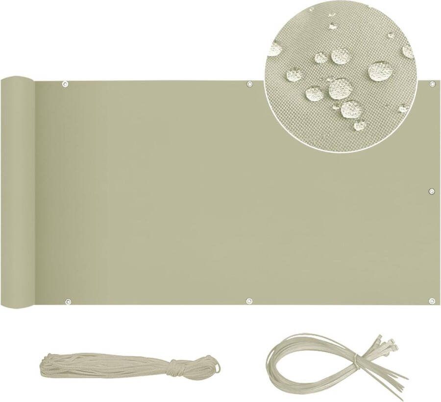 Balkonscherm inkijkbescherming balkonafdekking Oxford 80 x 600 cm balkonbekleding ondoorzichtig waterdicht windbescherming met ingestanste ringen nylon kabelbinders en koord 80 x 600