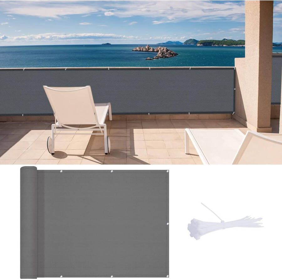 Balkonscherm inkijkbescherming balkonomspanningen (HDPE) 0 8 x 6 m uv-bescherming inkijkbescherming voor balkon tuin buiten antraciet