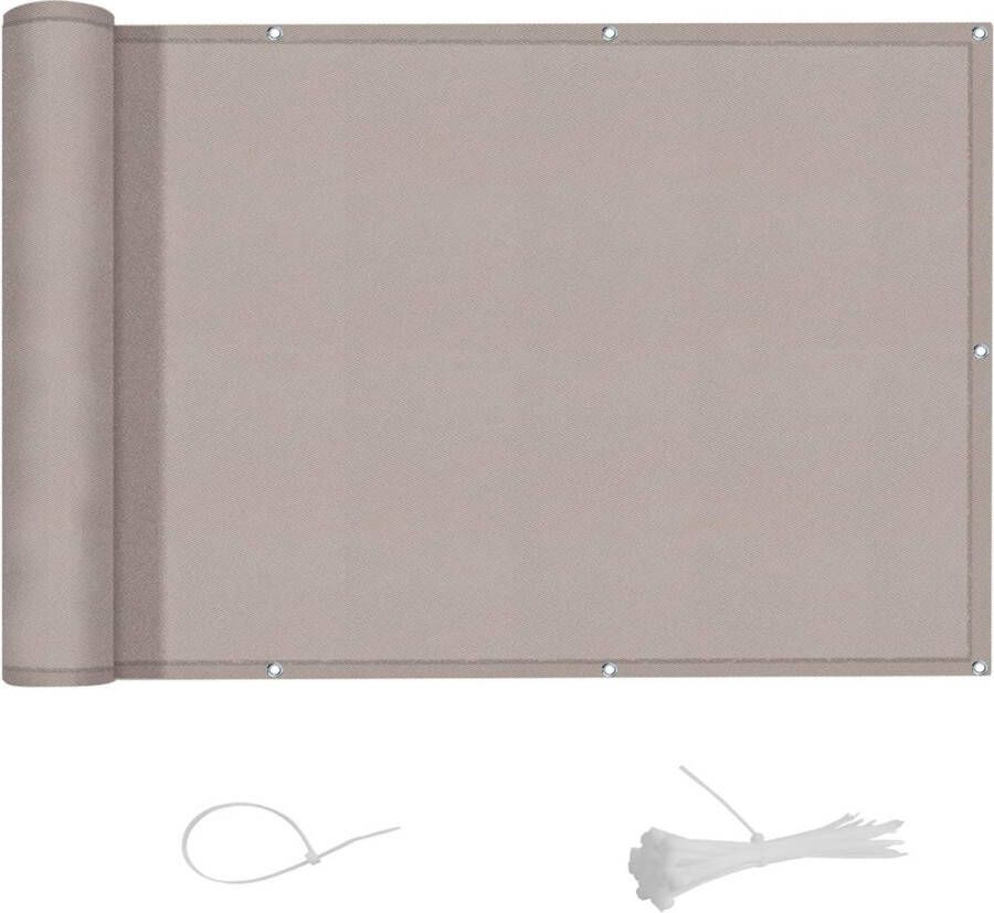 Balkonscherm ondoorzichtig 100% waterdicht polyesterweefsel uv-bescherming taupe 90 x 300 cm 90 x 300 cm