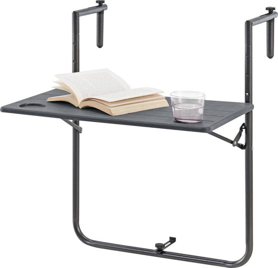 Unbranded Balkontafel Avaline Opvouwbaar 83 5x60x60 cm Donkergrijs Staal en Stof Stijlvolle uitstraling