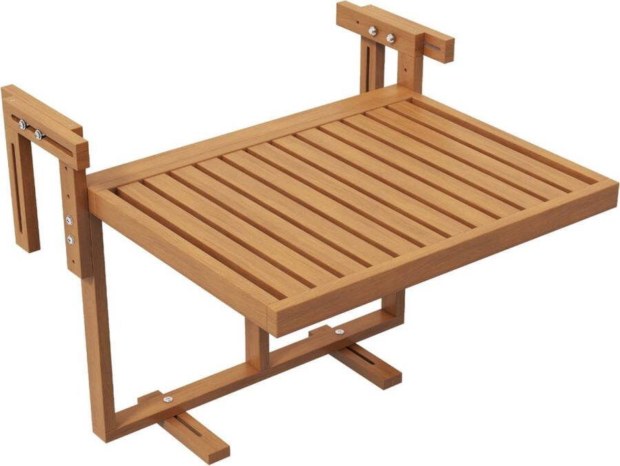Balkontafel inklapbaar Balkon tafel Balkontafels Balkonbar In hoogte verstelbaar 20 kg belastbaar 68x65 cm Teak
