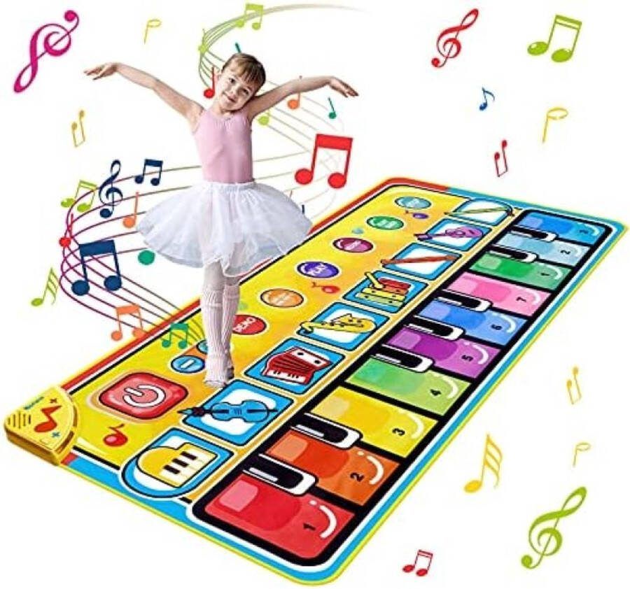 Ballery Dansmat pianomat muziekmat dansmat kindertoetsenbordmat 148 x 60 cm toetsenbord mat speelgoed pianomat keyboard speeltapijt voor kinderen vanaf 3 jaar jongens meisjes peuters