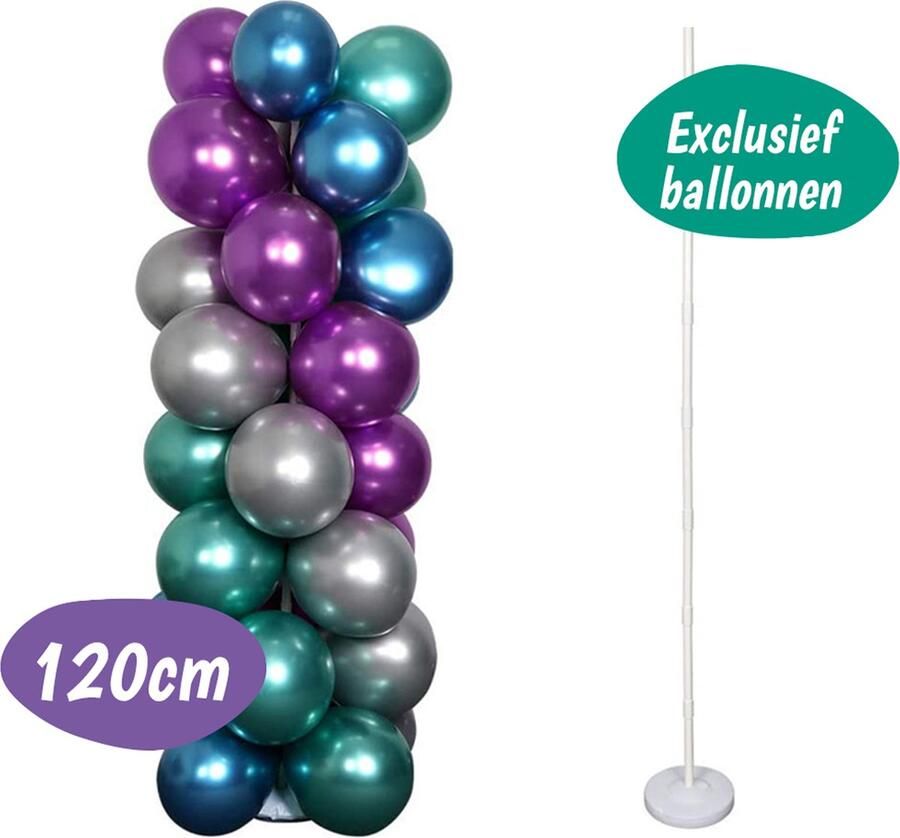 Ballonnen Pilaar – Ballonnenpilaar – Ballonstandaard – Ballon Standaard Statief en Houder – Ballonstokjes – Huwelijk – Feestje – Verjaardag – Ballonboog Ballonnenboog – Wit 120 cm