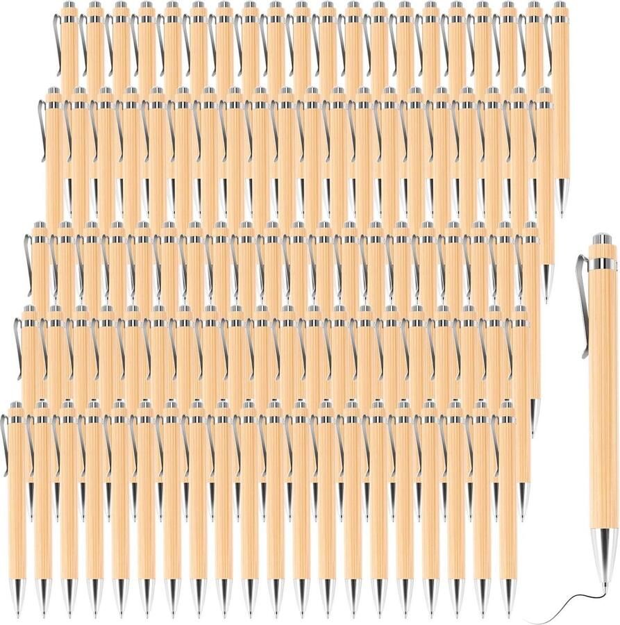 Bamboe balpen 100 stuks kantoor- en schoolbenodigdheden pennen en schrijfaccessoires geschenken zwarte inkt