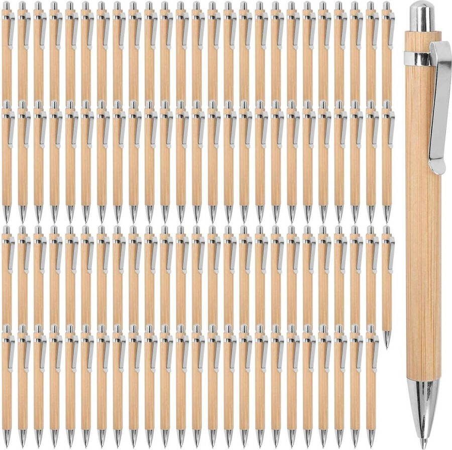 Bamboe balpen blauwe inkt 1 mm punt 100 stuks gepersonaliseerde houten balpen schrijvaccessoires geschenken