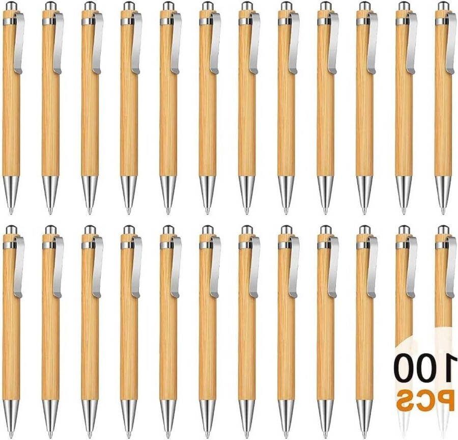 Bamboe balpennen 100 stuks blauwe inkt kantoor & school behoeften pennen & schrijven accessoires geschenken