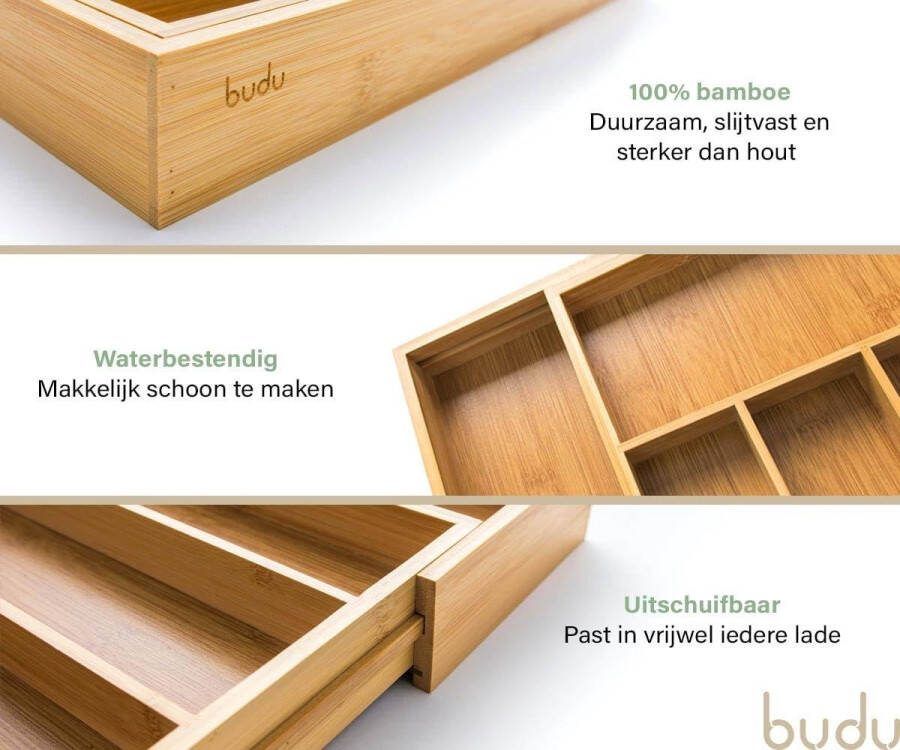 Bamboe bestekbak 38 cm lade-opbergsysteem keuken uittrekbaar keukenorganizer