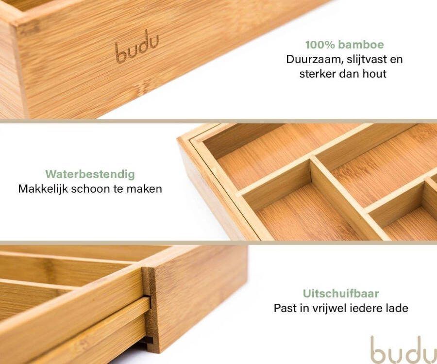 Bamboe Bestekbak #47 Diepte 47 cm Lade-opbergsysteem Keuken Uittrekbaar Keukenorganizer