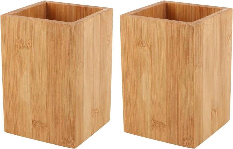 Bamboe eetstokjes vat 2 stuks 14 x 10 cm vierkante bestekstandaard natuurlijke bamboe keukenbureau opbergpen duurzaamheid praktisch bestekpot